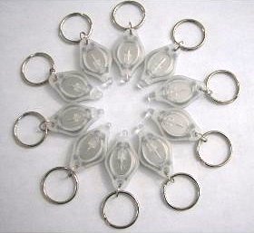 10 pack Mini Keychain LED Lights White Clear Flashlights