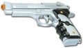 M757: Beretta 92 Style - Silver spring powered airsoft pistol, gun