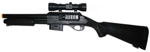 M47A2 Airsoft Benelli Style Full Stock Shotgun with Laser Scope spring powered airsoft gun