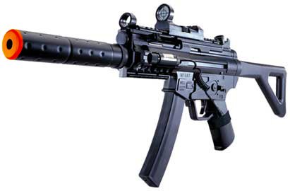 MP5A7H: MP5 Style Rifle with Laser, Light, and Scope spring powered airsoft gun rifle,