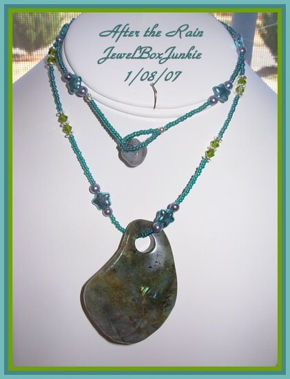 Labradorite Stone Swarovski Crystal Sterling Silver .925 Necklace Earring SET