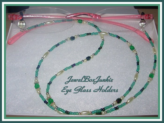 Beaded Eyeglass Holder Pearl Swarovski Crystal Sterling Silver