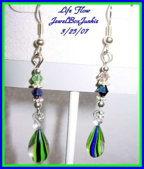 Hand blown Glass & Swarovski w SS Earrings