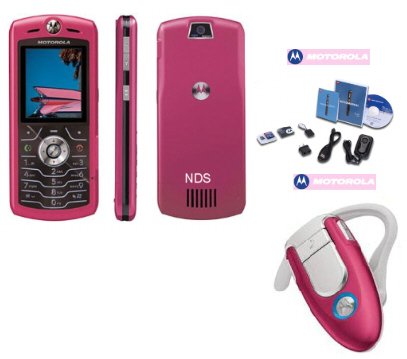 Motorola L7 SLVR "Limited Edition Pink" Ultra Slim Cellular Phone Bluetooth Combo
