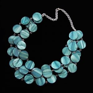 Mother of Pearl Triple Strand Necklace in Teal