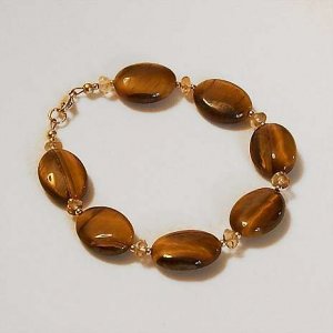 Tiger Eye and Citrine Handmade Bead Bracelet