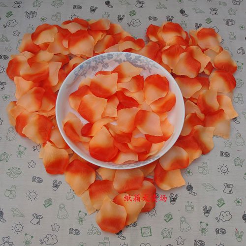 Lot of 480pcs Fake Orange Wedding Blue Rose Petal Life Size