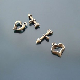 20 Sets Jewelry Repair DIY Heart Clasp Toggle Finding/jewelry accessory 13 X 12mm