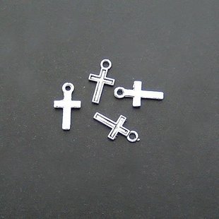 Lot of 100pcs mini Cross dollhouse miniature toy/jewelry bracelet metal alloy Charm B2
