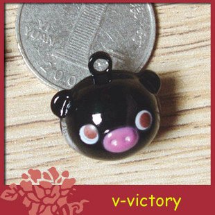 10 x Cartoon Bell Dog Pet Cat Collar Black Pig animal 2cm