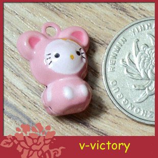 10 x Cartoon Bell Dog Pet Cat Collar Pink Mouse 2cm