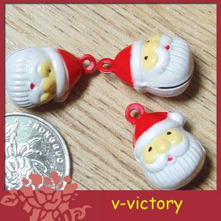10 x Cartoon Bell Dog Pet Cat Collar Santa Claus Head 2cm