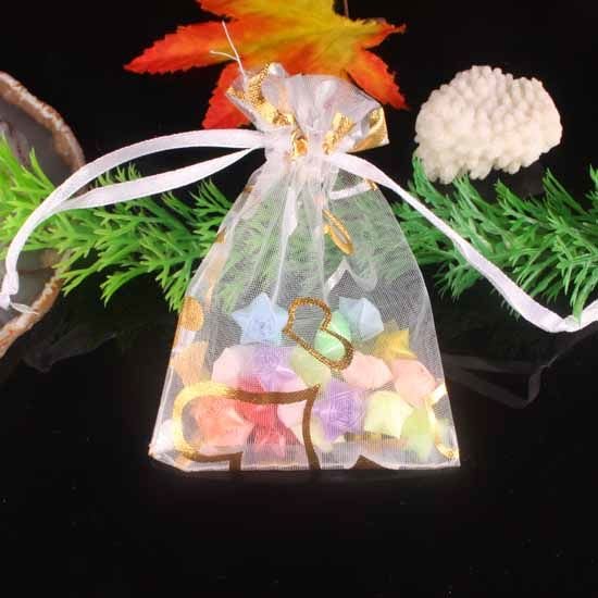 100pcs 7 x 9cm White Heart Organza Bag Jewelry gift Bag Wedding Accessory Pouch