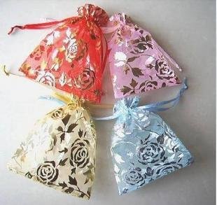 100pcs 7 x 9cm Rose Organza Bag Jewelry gift Bag Wedding Accessory Pouch