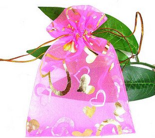 100pcs 7 x 9cm Pink Heart Organza Bag Jewelry gift Bag Wedding Accessory Pouch