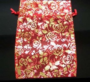 100pcs 9 x 12cm Red Rose Organza Bag Jewelry gift Bag Wedding Accessory Pouch