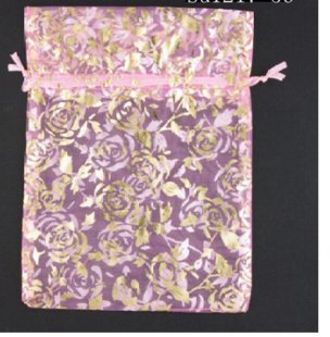 100pcs 9 x 12cm Pink Rose Organza Bag Jewelry gift Bag Wedding Accessory Pouch