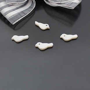 10pcs Shell Bead White Bird Fitting 15 x 6mm