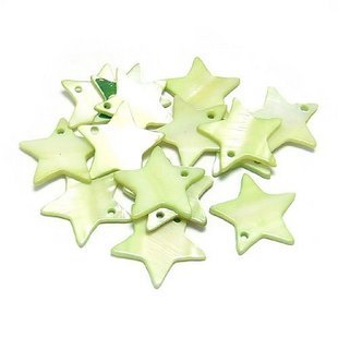 40pcs Shell Bead Green Star Pentagram Disk Fitting 18mm