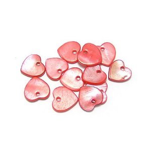 60pcs Shell Bead Red Heart Link Fitting 13mm