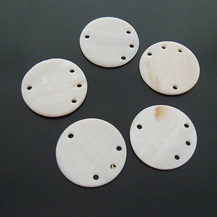 40pcs Shell Bead White Round Disk mult-holes Fitting 20mm