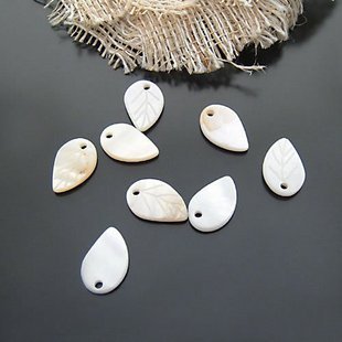 20pcs Shell Bead White Leaf Fitting 16 x 10mm
