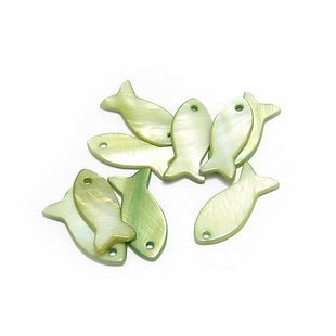 40pcs Shell Bead Green Fish Fitting 22 x 10mm