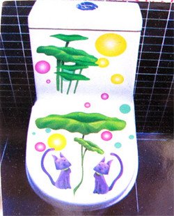 2pcs Cat Lotus Wall Sticker Art Toilet Bathroom Vinyl Decor