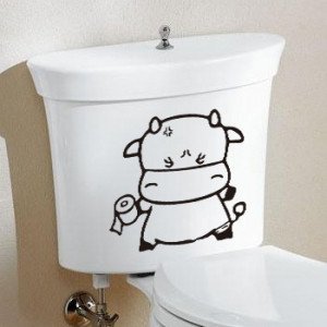 2pcs COW Wall Sticker Art Toilet Bathroom Vinyl Decor