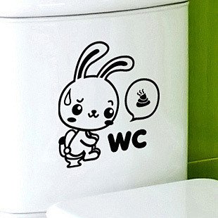 2pcs Rabbit Wall Sticker Art Toilet Bathroom Vinyl Deco B3