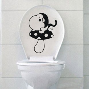 2pcs Mushroom Monkey Wall Sticker Art Toilet Bathroom Vinyl Deco B2