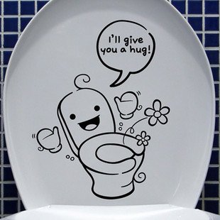 2pcs Hug Wall Sticker Art Toilet Bathroom Vinyl Deco B2