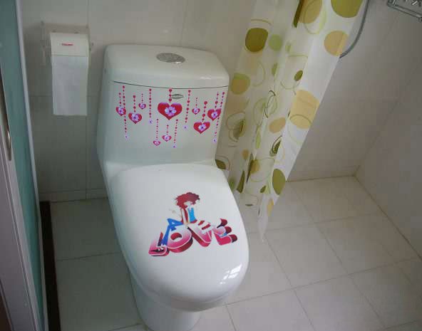 2pcs Love Wall Sticker Art Toilet Bathroom Vinyl Deco B5