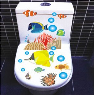 2pcs Tropical Fish Wall Sticker Art Toilet Bathroom Vinyl Deco B3