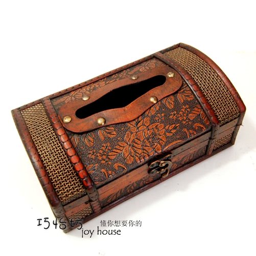 Anitque Wooden Stack Book Wood Tissue Box Holder Gift/Deco