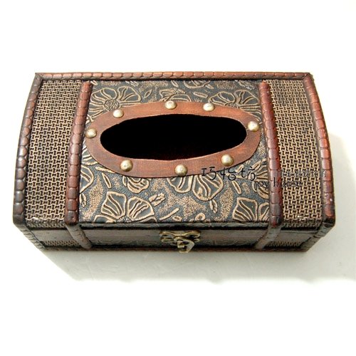 Anitque Wooden Stack Book Wood Tissue Box Holder Gift/Deco B2