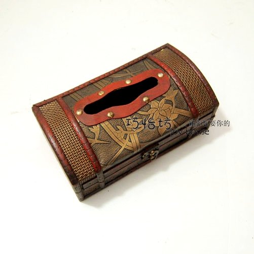 Anitque Wooden Stack Book Wood Tissue Box Holder Gift/Deco B3