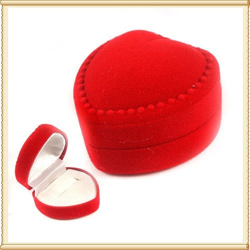 50pcs Jewelry Display Red Heart Love Velvet Ring Stud Box Gift Box Case
