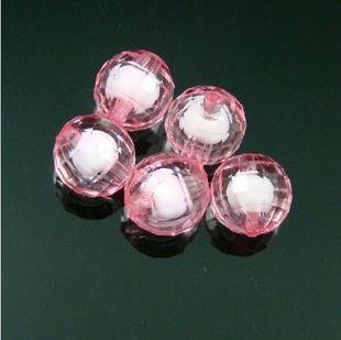 500g Acrylic Round Bead White Core Inside Dye / Craft Jewelry accessory Lantern Sky Pink