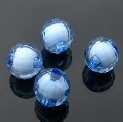 500g Acrylic Bead Round White Core Inside Dye / Craft Jewelry accessory Lantern Sky Blue