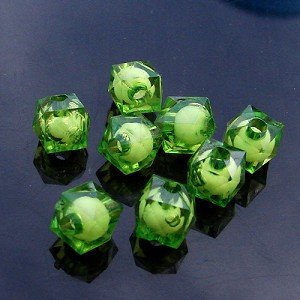 500g Acrylic Square Bead White Core Inside Dye / Craft Jewelry accessory Lantern Green