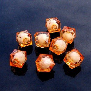 500g Acrylic Square Bead White Core Inside Dye / Craft Jewelry accessory Lantern Orange