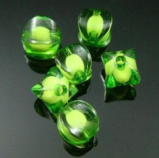 500g Acrylic Corner Bead White Core Inside Dye / Craft Jewelry accessory Lantern Green