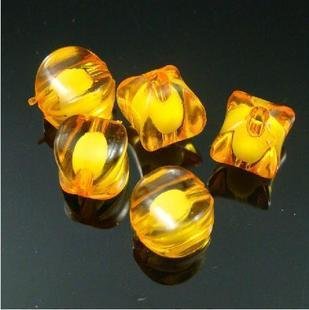 500g Acrylic Corner Bead White Core Inside Dye / Craft Jewelry accessory Lantern Orange