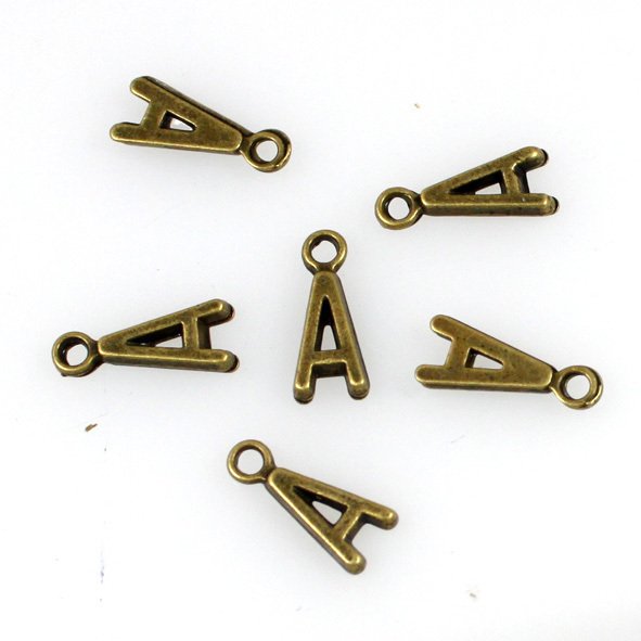 500pcs Alphabet A jewelry bracelet metal Charm Bead 16 X 6mm