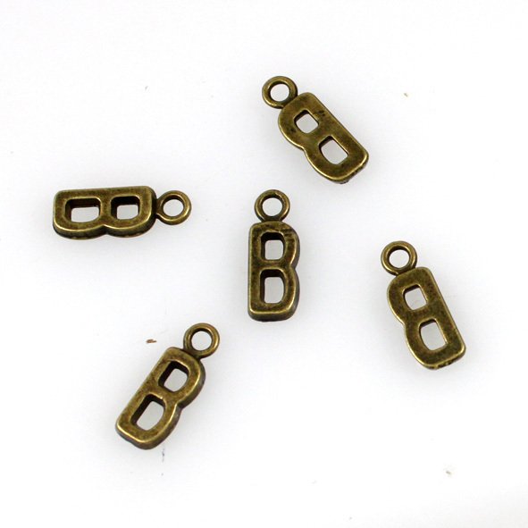 500pcs Alphabet B jewelry bracelet metal Charm Bead 16 X 6mm