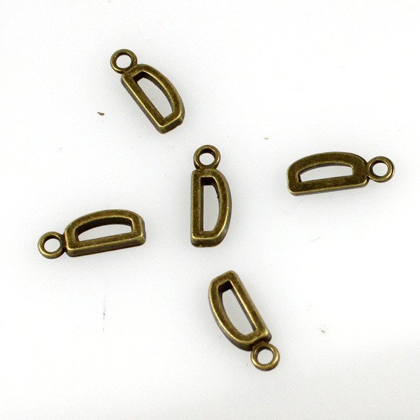 500pcs Alphabet D jewelry bracelet metal Charm Bead 16 X 6mm