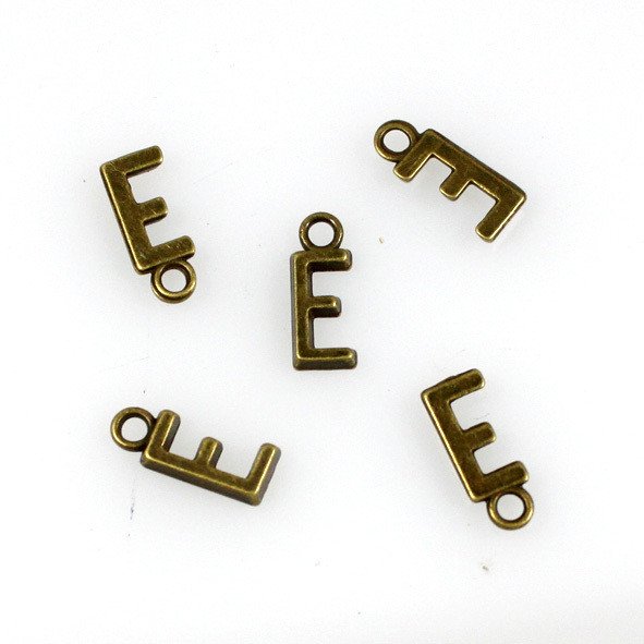 500pcs Alphabet E jewelry bracelet metal Charm Bead 16 X 6mm