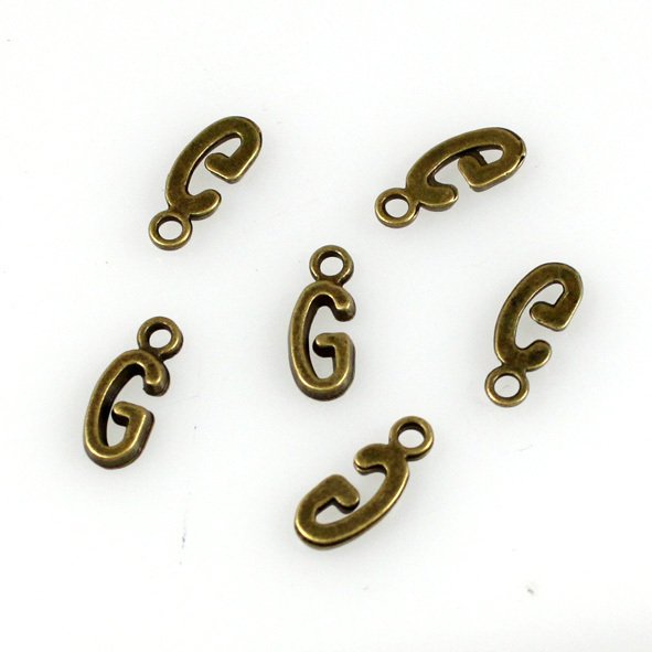 500pcs Alphabet G jewelry bracelet metal Charm Bead 16 X 6mm