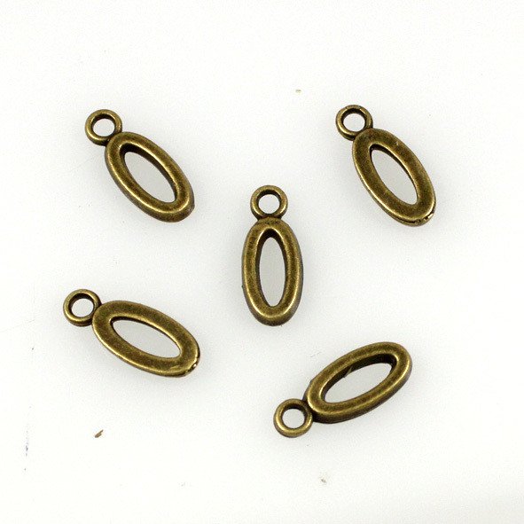 500pcs Alphabet O jewelry bracelet metal Charm Bead 16 X 6mm